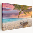 Stretched canvas wall art showcasing a vibrant beach landscape design with vivid colors and fine details, perfect for adding a coastal touch to any room.
