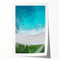 Vibrant rolled print of a serene beach landscape, showcasing soft pastel colors and gentle waves, perfect for enhancing home decor with a calming coastal vibe.