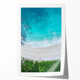 Vibrant rolled print of a serene beach landscape, showcasing soft pastel colors and gentle waves, perfect for enhancing home decor with a calming coastal vibe.