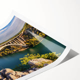 Stunning rolled wall art print showcasing a serene landscape with a bridge, perfect for home decor. Features vibrant colors and intricate details, ideal for enhancing any living space.