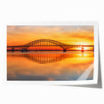 Rolled art print showcasing a vibrant landscape with a modern bridge design, featuring rich colors and intricate details, perfect for home decor enhancement.