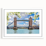 Framed wall art showcasing a serene landscape bridge design with a white mat, perfect for enhancing home decor. The elegant piece adds a tranquil touch to any interior space.