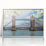 Framed wall art collection showcasing a scenic bridge landscape in a white frame, perfect for modern home decor, adding elegance to any room.