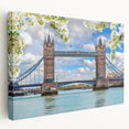 Stretched canvas wall art depicting a serene landscape bridge scene, showcasing vibrant colors and intricate details, perfect for enhancing home decor and creating a calming atmosphere.