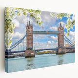 Stretched canvas wall art depicting a serene landscape bridge scene, showcasing vibrant colors and intricate details, perfect for enhancing home decor and creating a calming atmosphere.