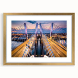 Framed wall art featuring a stunning landscape bridge design in a gold mat, showcasing a scenic view ideal for home decor or office enhancement.