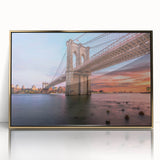 Framed acrylic wall art featuring a stunning landscape bridge design in gold tones, perfect for home decor. Ideal for adding elegance and sophistication to any room.