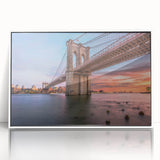 Framed acrylic wall art featuring a stunning landscape design with a bridge, showcasing vibrant colors and intricate details, perfect for modern home decor.