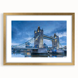 Framed landscape wall art showcasing a picturesque bridge design with a gold mat, ideal for enhancing modern home decor. Perfect for adding elegance to any room.