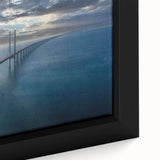 Framed canvas wall art showcasing a close-up of a stunning landscape bridge design, featuring vibrant colors and intricate details, perfect for home decor.