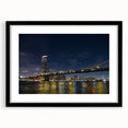 Framed wall art featuring a black-matted landscape design with a bridge, ideal for modern home decor. The artwork showcases serene natural scenery and intricate detailing, perfect for enhancing living spaces.