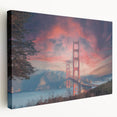Stretched canvas wall art showcasing a scenic bridge landscape design, featuring vibrant colors and intricate details, perfect for enhancing home decor.