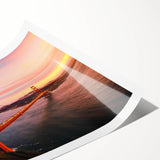 Rolled print showcasing a stunning landscape bridge design in vibrant colors, perfect for home decor. This wall art adds elegance and depth to any space.