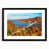 Black-framed wall art featuring a serene landscape with a bridge, designed to enhance home decor. Perfect for modern interiors, it adds a touch of elegance.