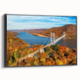 Framed canvas wall art showcasing a striking landscape of a bridge, featuring vibrant colors and a modern design, perfect for enhancing home decor in contemporary spaces.
