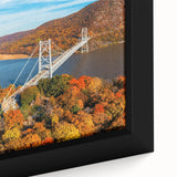 Framed canvas artwork showcasing a vibrant landscape bridge design, featuring rich colors and intricate details. Ideal for modern home decor, enhancing any space with elegance.