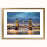 Gold-framed wall art featuring a serene landscape bridge design, elegantly matted for a sophisticated display. Perfect for enhancing home decor with nature-inspired aesthetics.