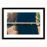 Framed black wall art featuring a serene landscape bridge design, showcasing vibrant colors and intricate details, perfect for home decor enhancement.