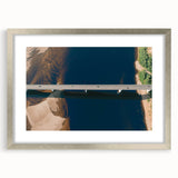Elegant silver-framed landscape wall art featuring a serene bridge design, showcasing a tranquil scene ideal for home decor, enhancing any room's ambiance.