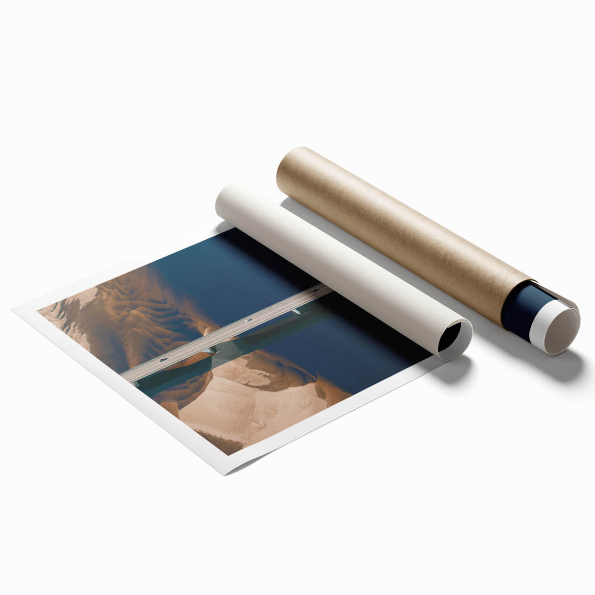 Rolled print of a stunning landscape bridge design in vibrant colors, showcasing intricate details and textures, ideal for home decor and art enthusiasts.