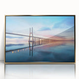 Framed wall art collection featuring a stunning landscape design with a bridge, set in an elegant gold frame, perfect for enhancing home decor aesthetics.