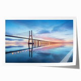 Stunning rolled print of a scenic landscape featuring a bridge over a serene body of water, showcasing vibrant colors and intricate details, perfect for home décor.