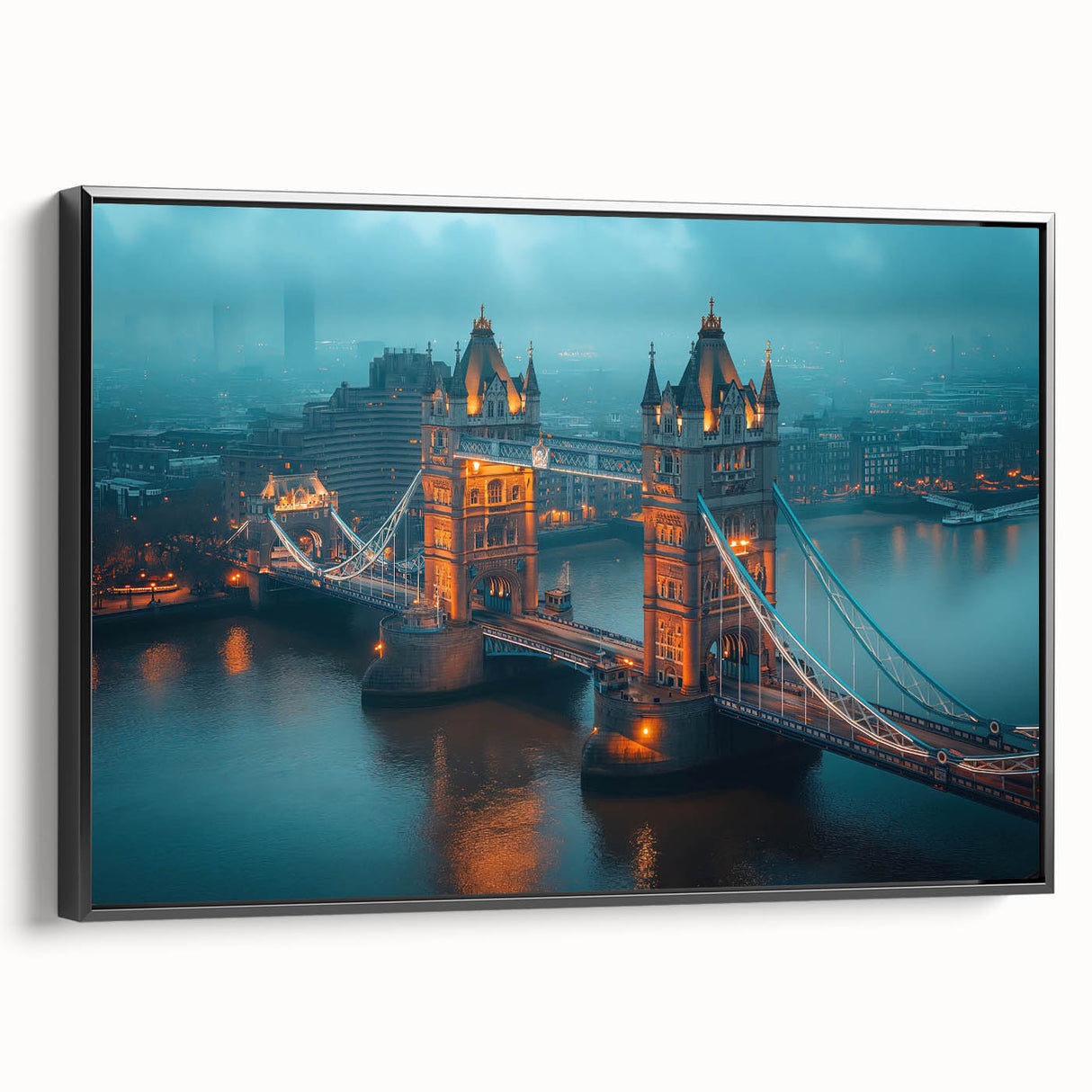 Framed canvas artwork showcasing a stunning landscape bridge design, featuring vibrant colors and intricate details, ideal for modern home decor.