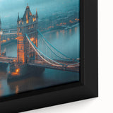 Framed canvas wall art showcasing a vibrant landscape scene with a bridge surrounded by lush greenery, emphasizing intricate details and rich colors for home decor.