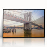 Framed acrylic wall art featuring a stunning landscape bridge design, presented in a sleek black frame, perfect for modern home decor and interior design enthusiasts.