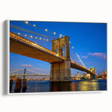 Framed canvas wall art featuring a stunning landscape with a bridge, showcasing vibrant colors and intricate details, perfect for home decor. The white frame adds a modern touch, enhancing the overall aesthetic appeal of the artwork.
