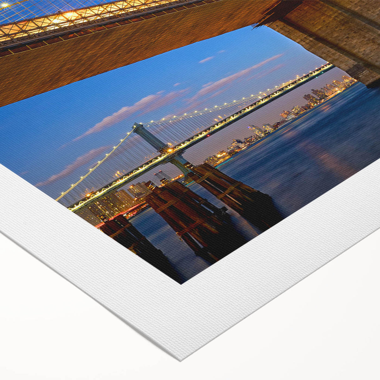 Vibrant rolled canvas showcasing a modern landscape bridge design, featuring rich colors and intricate details, perfect for contemporary home decor.