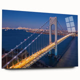 Acrylic glass wall art piece showcasing a vibrant landscape bridge design, featuring rich colors and intricate details, perfect for modern home decor.