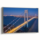 Framed canvas wall art showcasing a serene landscape with a bridge, featuring silver accents, ideal for modern home decor. Perfect for enhancing living spaces.