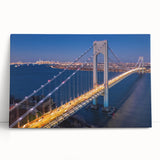 Stretched canvas wall art featuring a serene landscape with a bridge, showcasing vibrant colors and intricate details, perfect for enhancing home decor.