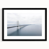 Framed wall art featuring a serene landscape bridge design, showcased with a black mat and frame, perfect for enhancing home decor aesthetics. Ideal for nature lovers seeking elegant interior accents.