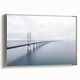 Framed wall art featuring a serene landscape with a bridge, designed in soft colors and a silver frame, adding elegance to home décor. Perfect for nature lovers.