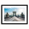 Framed landscape wall art collection showcasing a scenic bridge design with a black mat, perfect for home decor. Ideal for enhancing modern interiors.