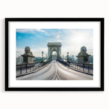 Framed landscape wall art collection showcasing a scenic bridge design with a black mat, perfect for home decor. Ideal for enhancing modern interiors.