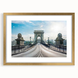 Gold-framed wall art collection featuring a serene landscape and bridge design, with a mat for added elegance, perfect for enhancing home decor. Ideal for art lovers seeking a tranquil aesthetic.