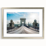 Framed wall art collection showcasing a silver mat with a scenic landscape and bridge design, ideal for enhancing home decor and interior aesthetics.