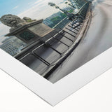 Rolled canvas artwork showcasing a vibrant landscape bridge design with rich colors and intricate details, ideal for home decor and art enthusiasts.