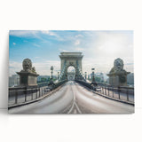 Stretched canvas wall art featuring a serene landscape with a bridge, showcasing vibrant colors and intricate details, perfect for home decor enhancement.