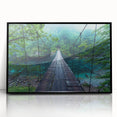 Framed acrylic wall art showcasing a modern landscape design with bridges, featuring a sleek black frame, perfect for contemporary home decor and interior design enthusiasts.
