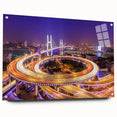 Acrylic glass wall art showcasing a vibrant landscape with a bridge design, featuring a side view and decorative pins, ideal for modern home decor.