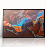 Framed acrylic wall art showcasing a stunning canyon landscape design, featuring rich earthy tones and a sleek black frame, perfect for modern home decor.