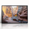Framed acrylic wall art showcasing a stunning canyon landscape design, featuring vibrant colors and intricate details, perfect for enhancing any modern decor.