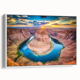 Framed canvas wall art showcasing a stunning canyon landscape design with rich colors and intricate details, set against a white background for a modern touch.