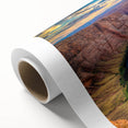 Vibrant rolled canvas showcasing a stunning canyon landscape design, featuring rich colors and intricate details, ideal for home decor and art lovers. Packaged securely in a protective cardboard tube.