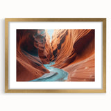 Framed wall art collection showcasing a stunning canyon landscape design in vibrant colors, featuring a gold mat and elegant frame, perfect for home decor.