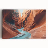 Stretched canvas wall art showcasing vibrant landscapes of canyons, featuring rich earthy tones and dramatic textures, ideal for enhancing modern home decor.